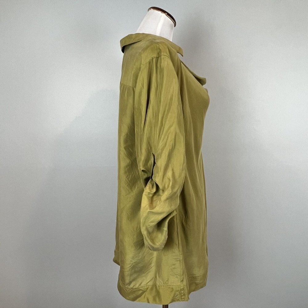 Sundance Silk Tunic Blouse Collared Scoop Neck Roll Tab Long Sleeves Size Large - Picture 3 of 9